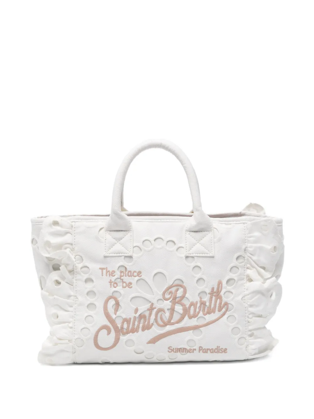 MC2 Saint Barth Broderie anglaise shopper met ruches Wit