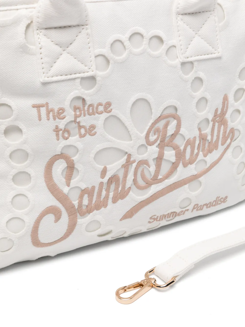 MC2 Saint Barth Broderie anglaise shopper met ruches Wit