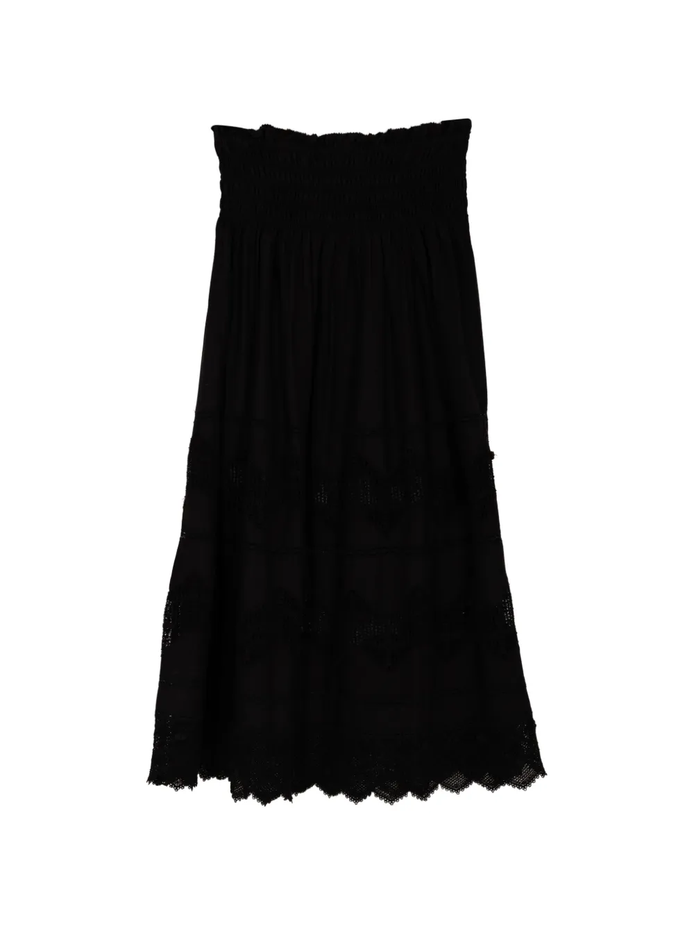 The Great. The Rosette crochet-trim midi skirt - Nero