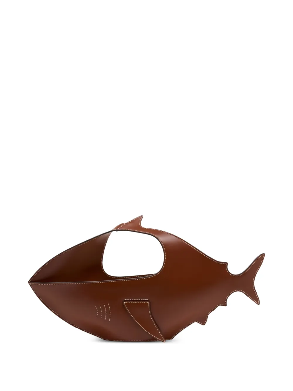 STAUD Shark leather tote bag - Marrone