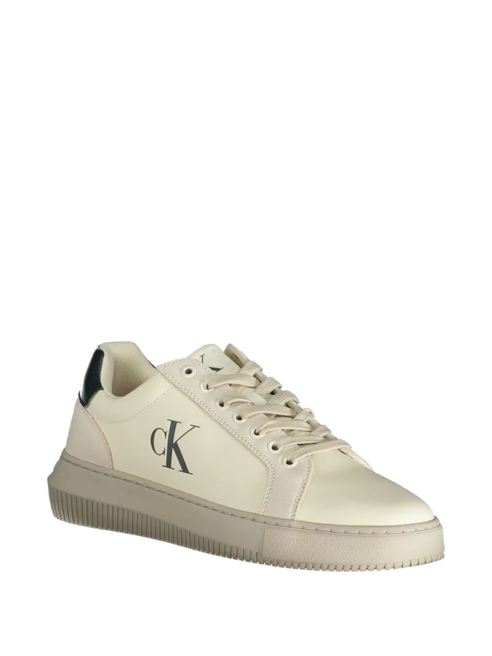 Calvin Klein logo-print leather sneakers Beige