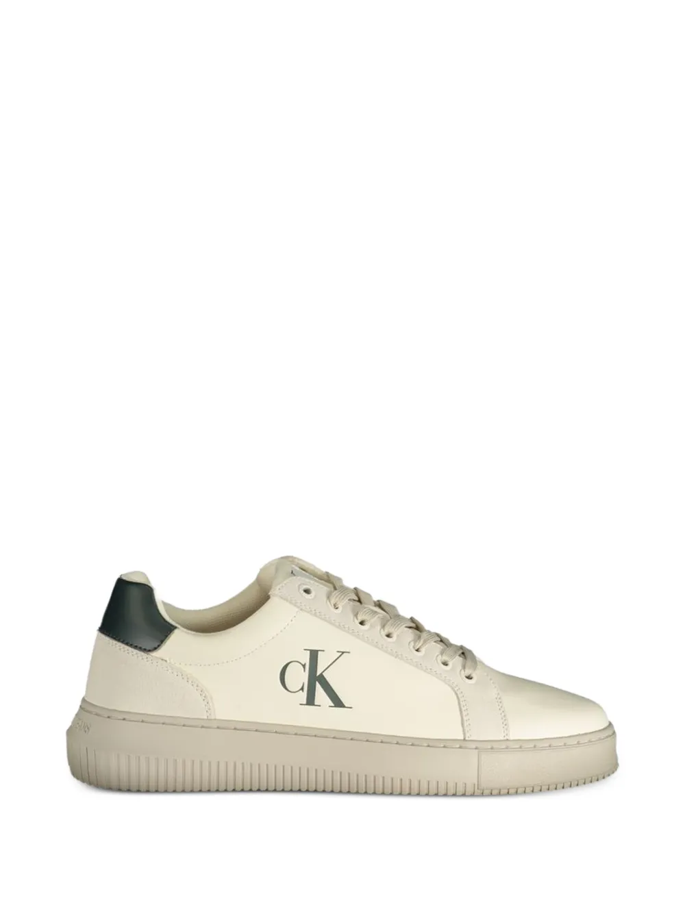 Calvin Klein logo-print leather sneakers Beige