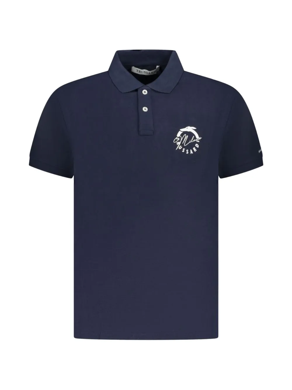 Trussardi logo-embroidered cotton polo shirt - Blu