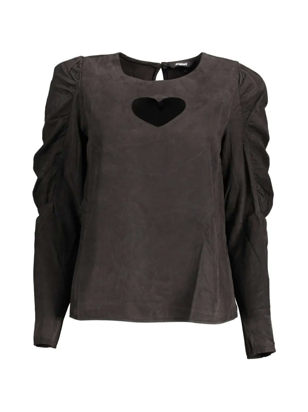 Desigual heart-cutout puff-sleeve blouse - Nero