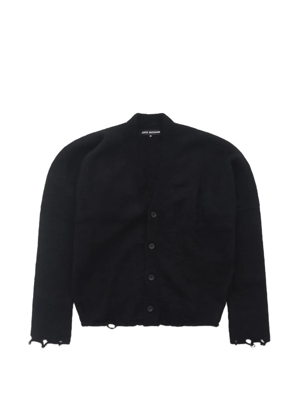 Junya Watanabe distressed asymmetric cardigan - Black