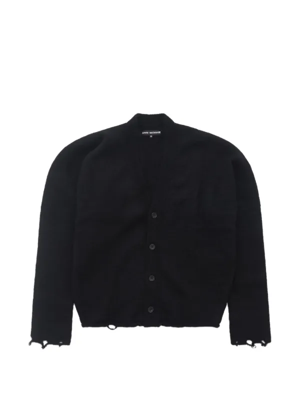 Junya Watanabe Distressed Asymmetric Cardigan in Black