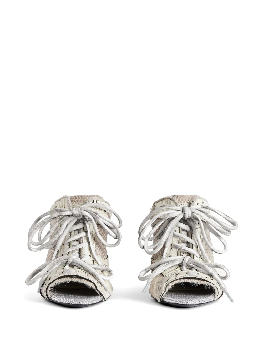 Balenciaga lace-up mesh mules Beige