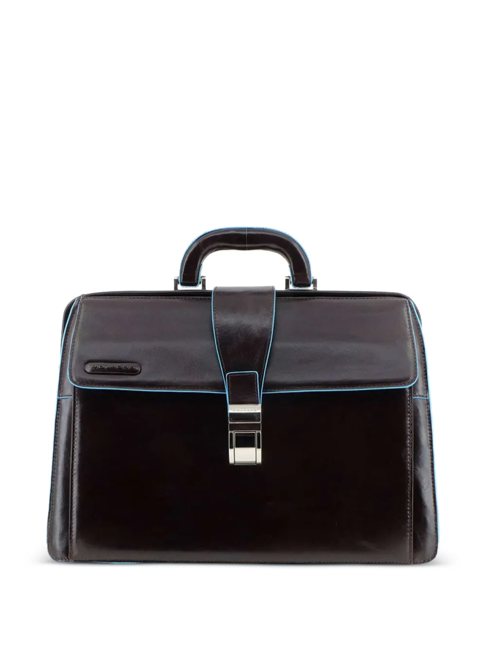 PIQUADRO Doctor's leather flap-top briefcase - Braun