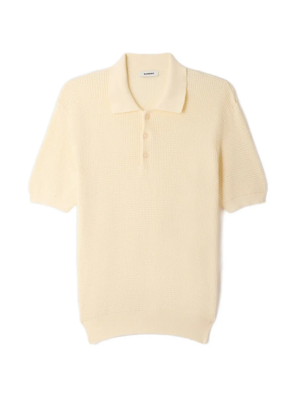 SANDRO waffle-knit cotton polo shirt - Toni neutri