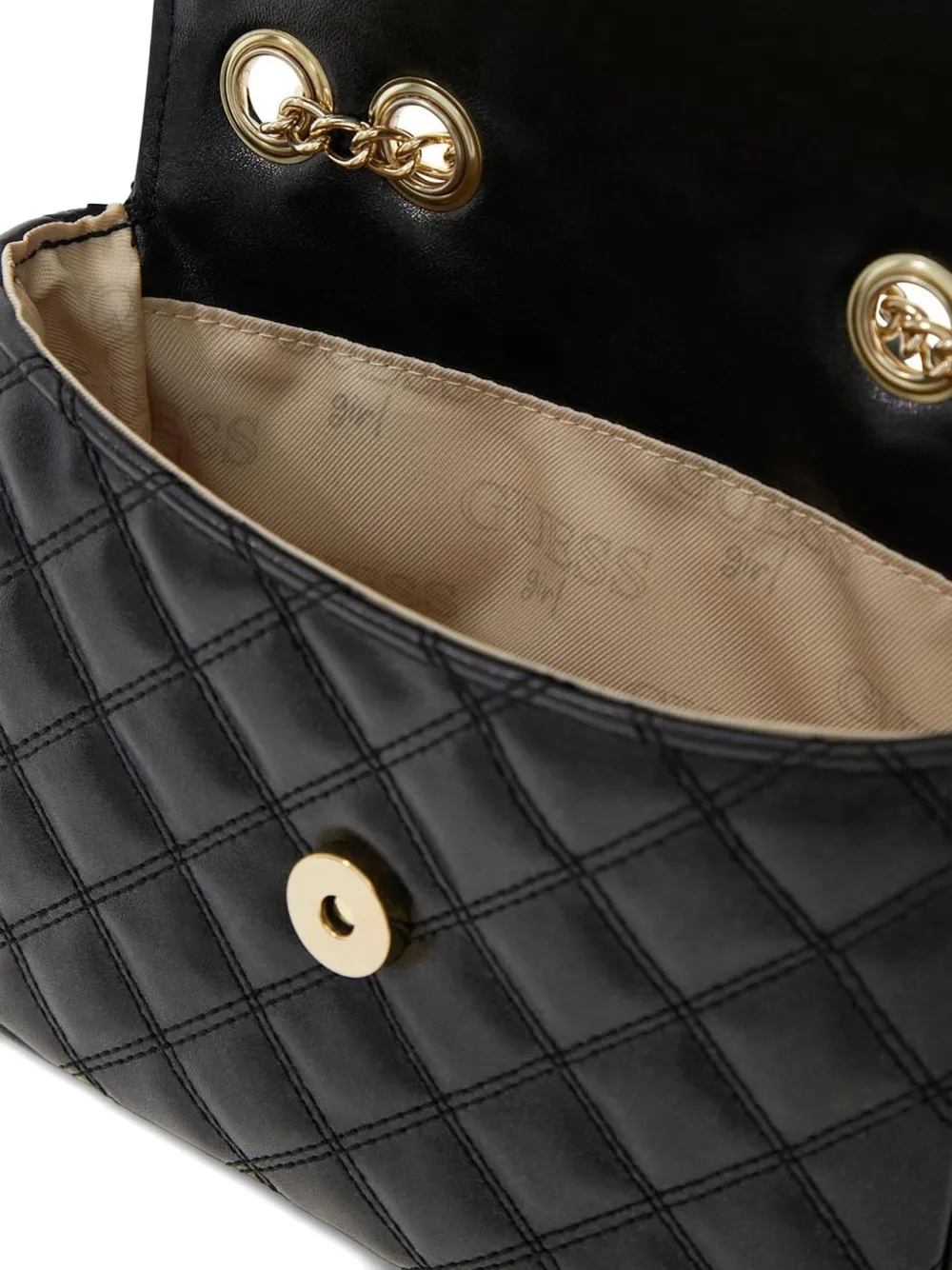 guess kids Gewatteerde crossbodytas met ketting Zwart
