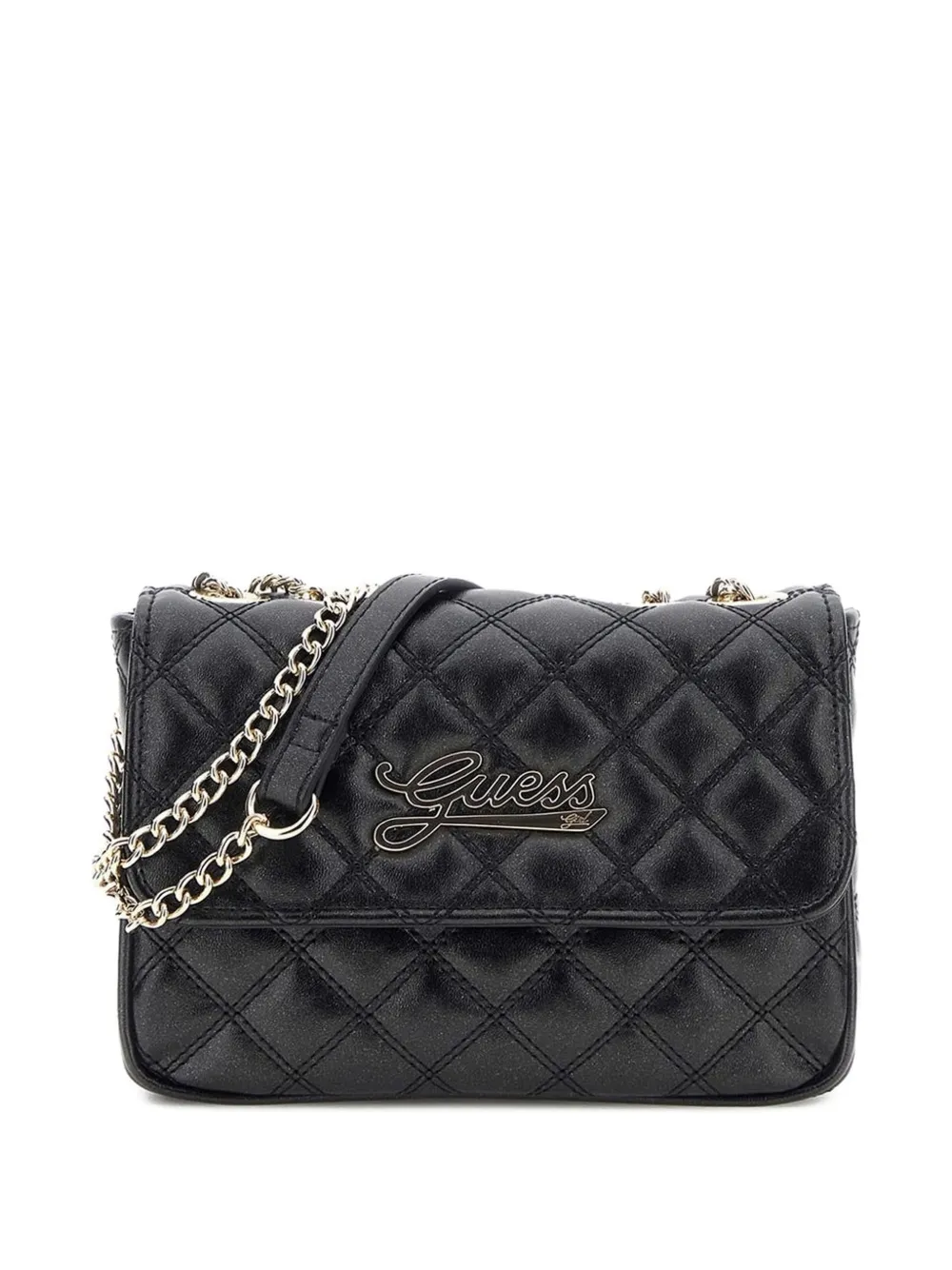 guess kids quilted chain-strap crossbody bag - Schwarz