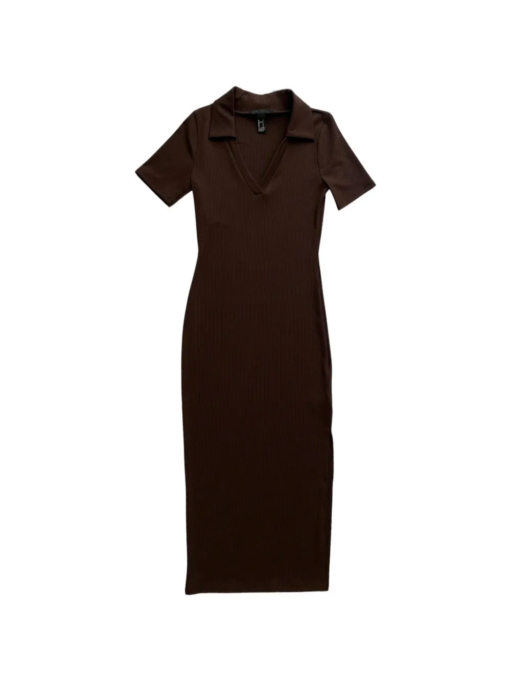 THE DRESS short-sleeved ribbed midi dress - Brown