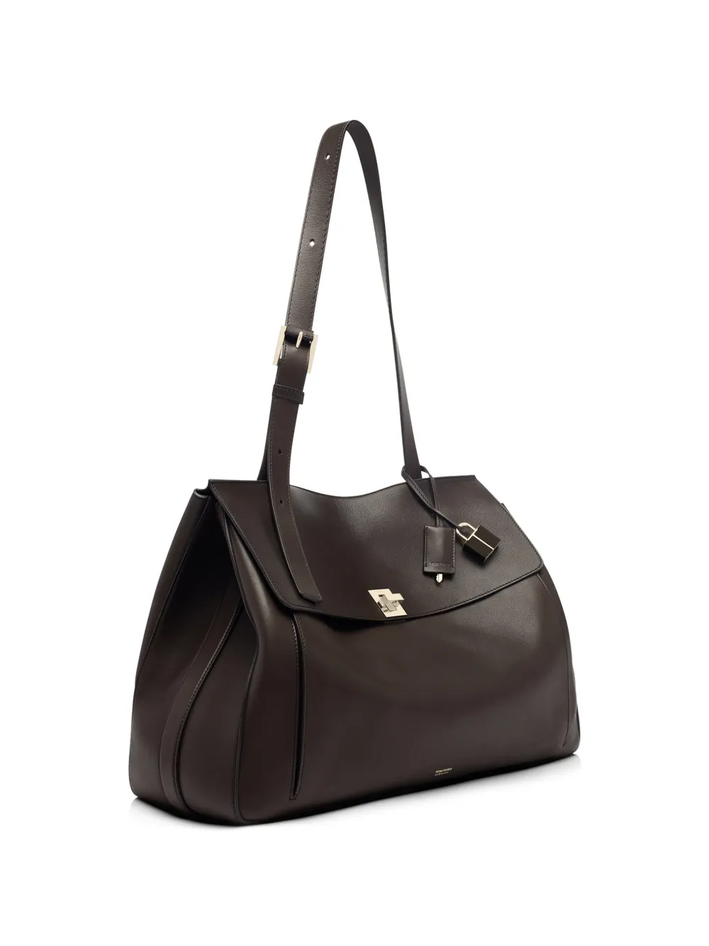 TOM FORD Grote Besace leren shopper met hangslot Bruin