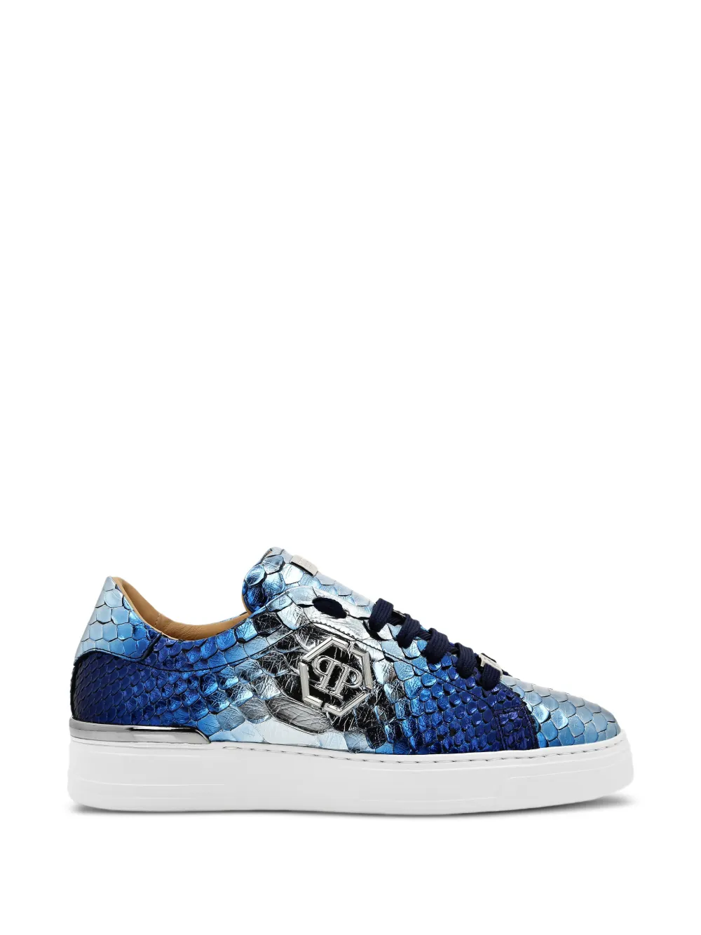 Philipp Plein snakeskin-effect metallic sneakers - Blu