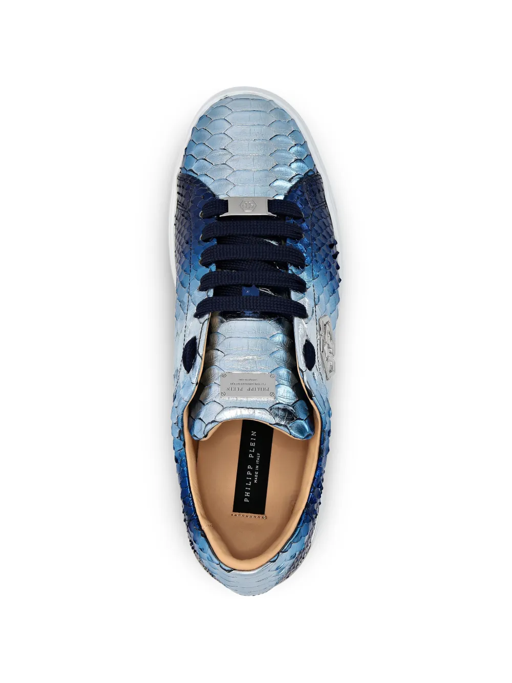 Philipp Plein Metallic sneakers met slangenleer-effect Blauw