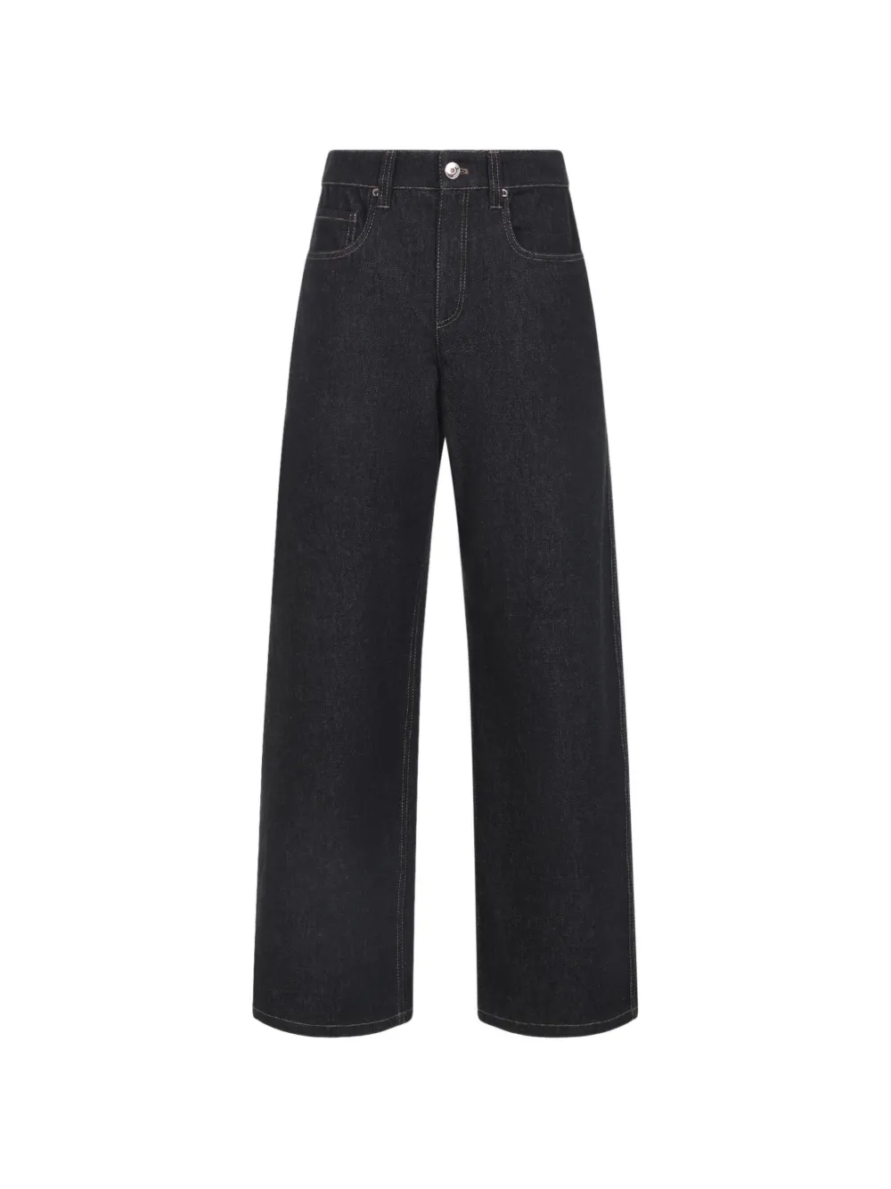 Brunello Cucinelli contrast-stitch wide-leg jeans - Nero
