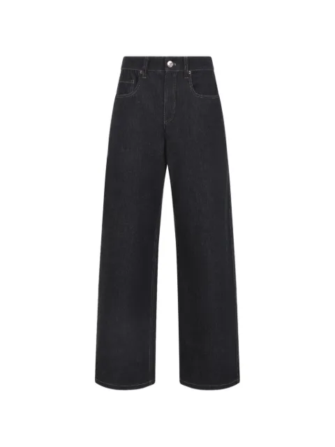 Brunello Cucinelli contrast-stitch wide-leg jeans