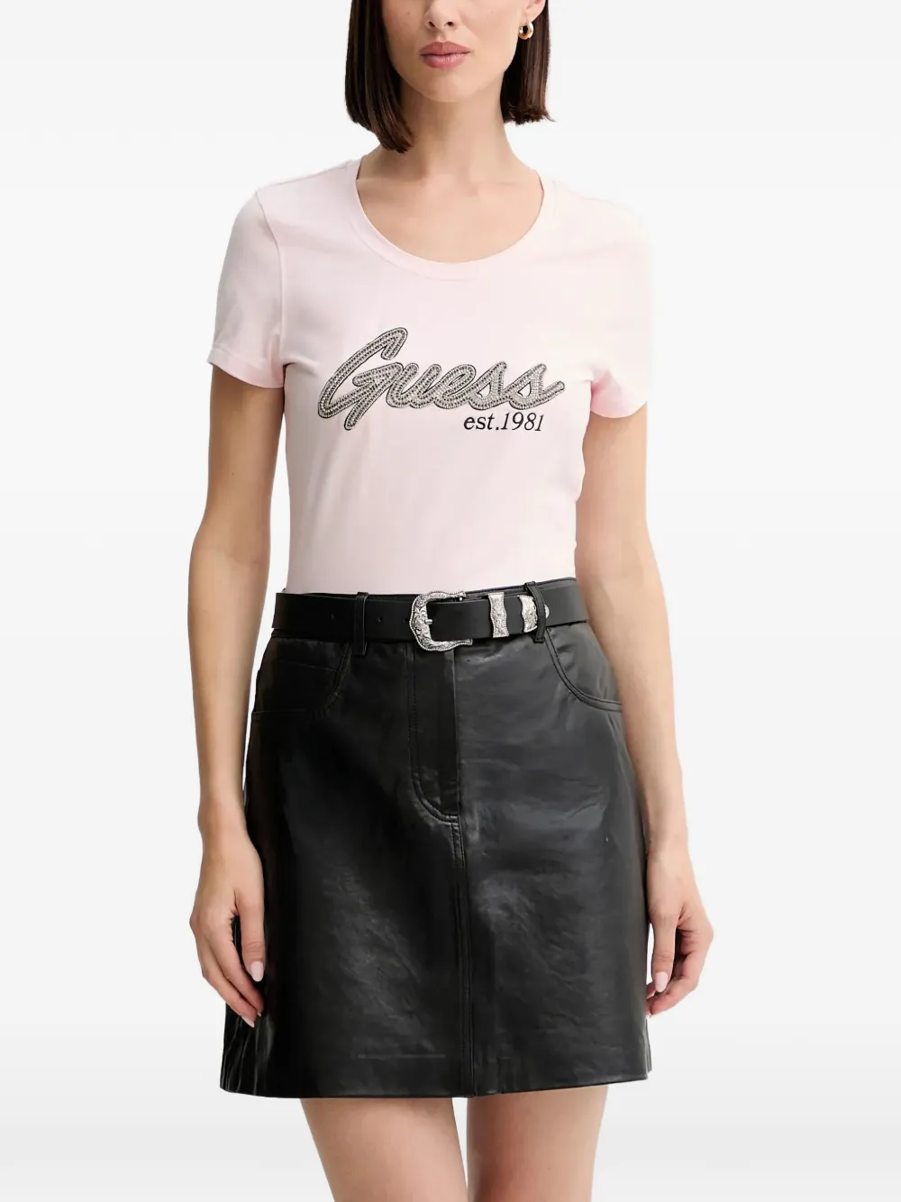 GUESS USA T-shirt con applicazione logo - Rosa