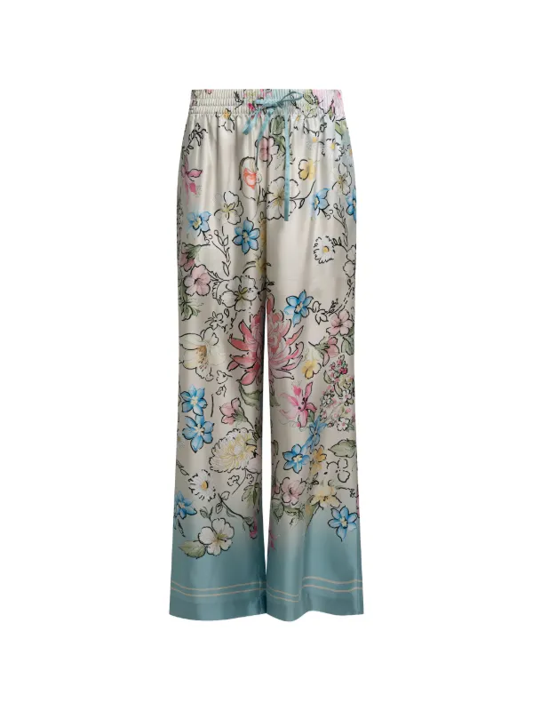 Elie Saab Floral-print Palazzo Pants in Neutrals