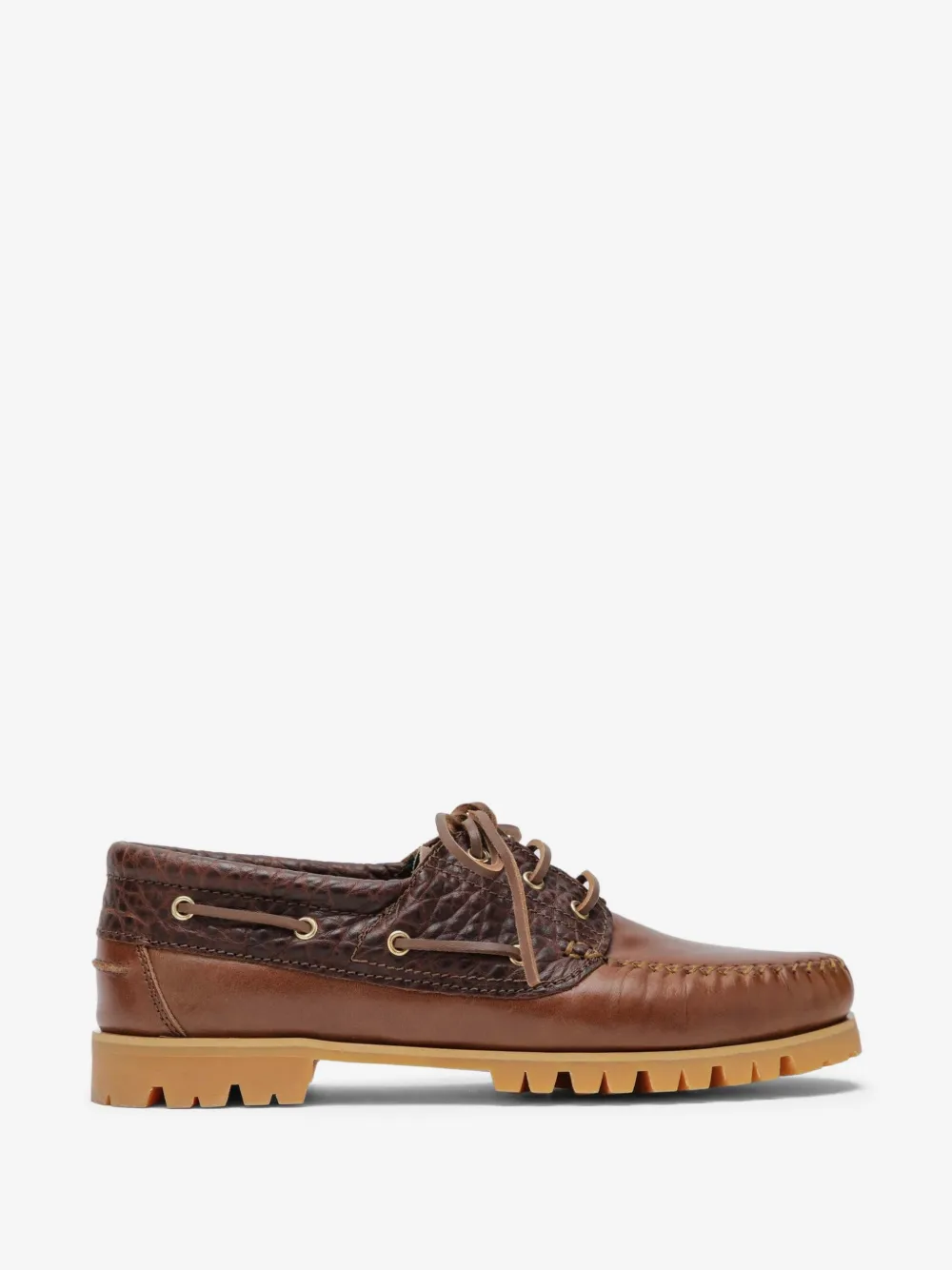 VINNY'S Aztec grained-leather boat shoes | Brown | Image 1