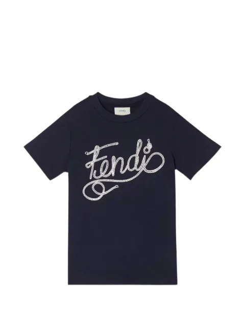 Fendi Kids playera con logo de cuerda