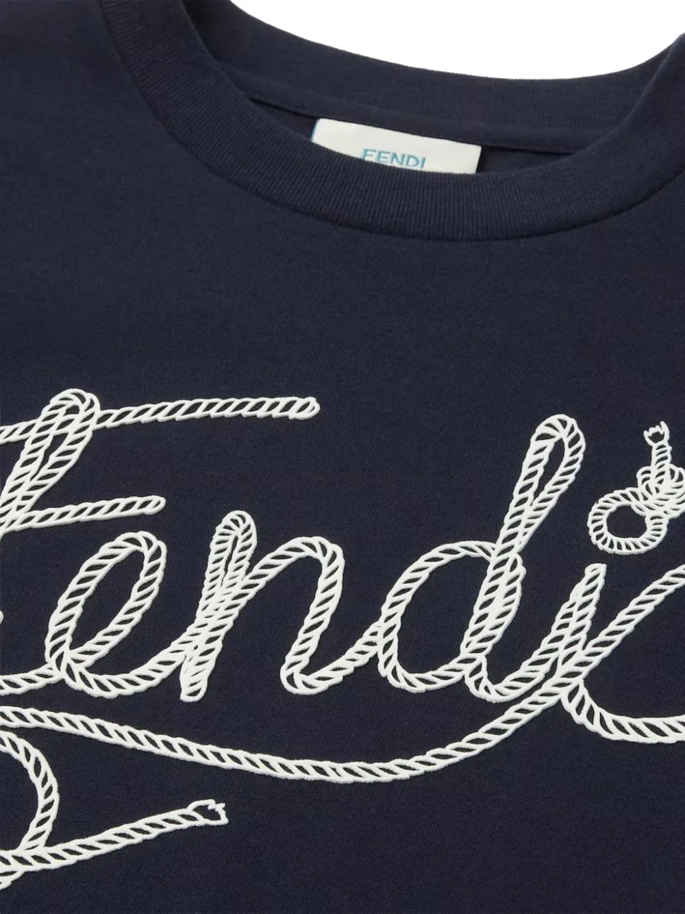 Fendi Kids T-shirt met logo van touw Blauw
