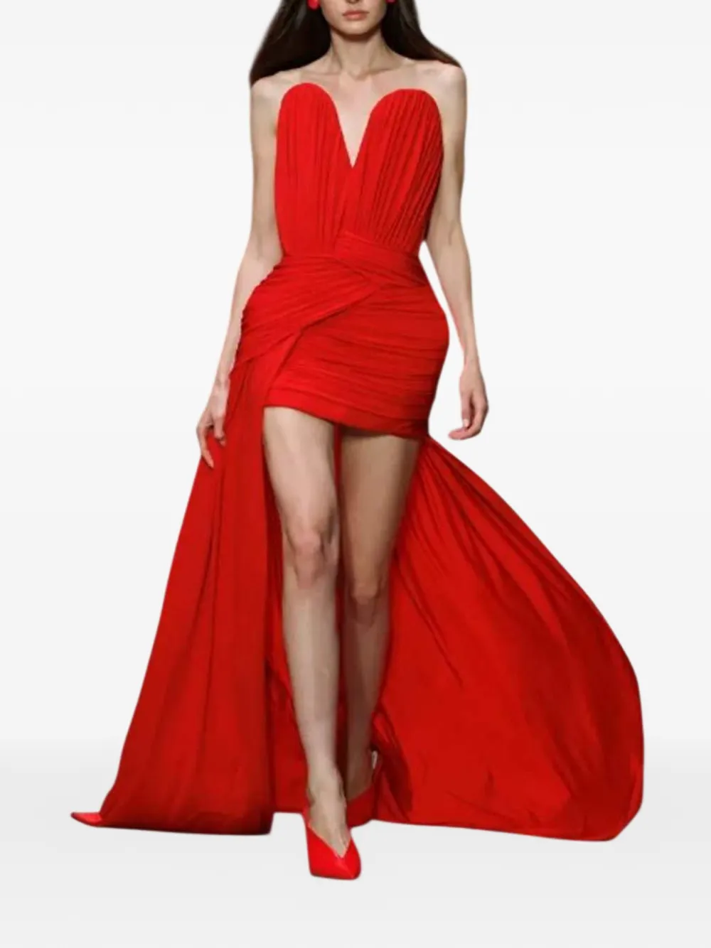 Stella McCartney Asymmetrische maxi-jurk Rood