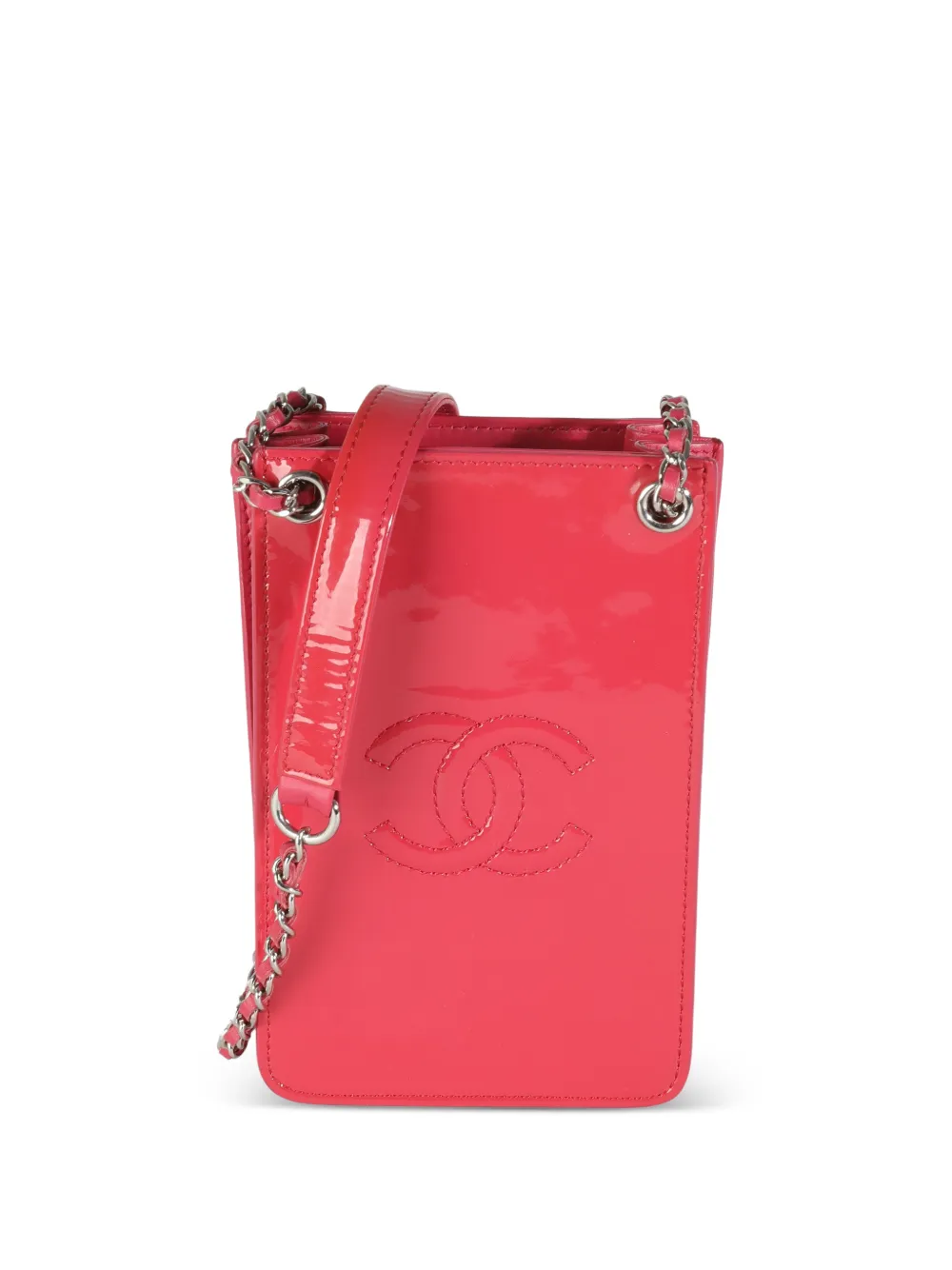 CHANEL Pre-Owned 2014-2015 CC patent leather phone holder - Rosa
