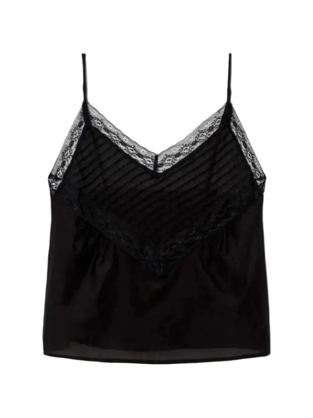 RE/DONE Sofia lace-trim pintuck camisole - Nero