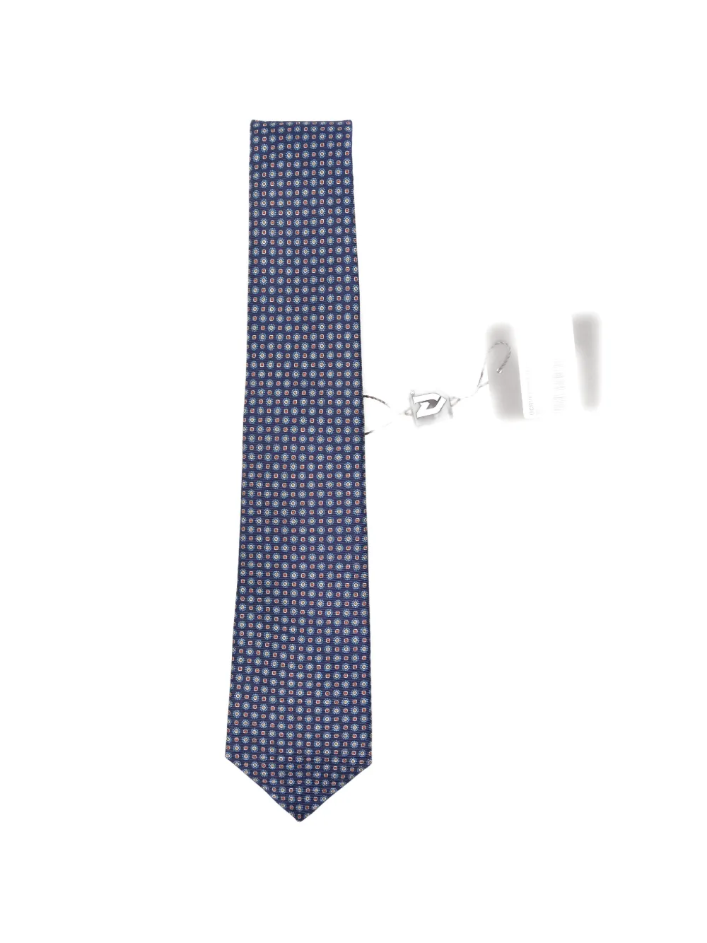 Kiton geometric-print silk tie - Blu