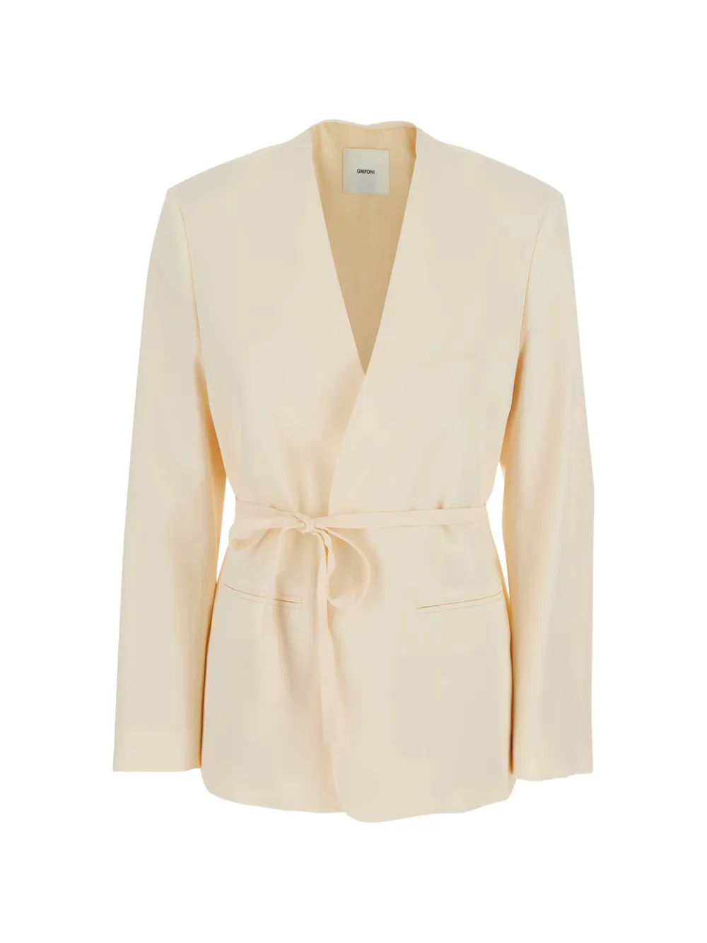 Grifoni belted V-neck jacket - Toni neutri