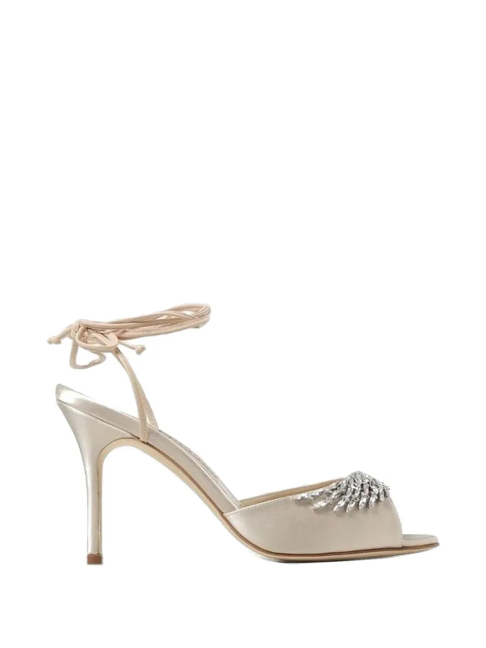 Manolo Blahnik Sandalen verfraaid met kristallen Beige