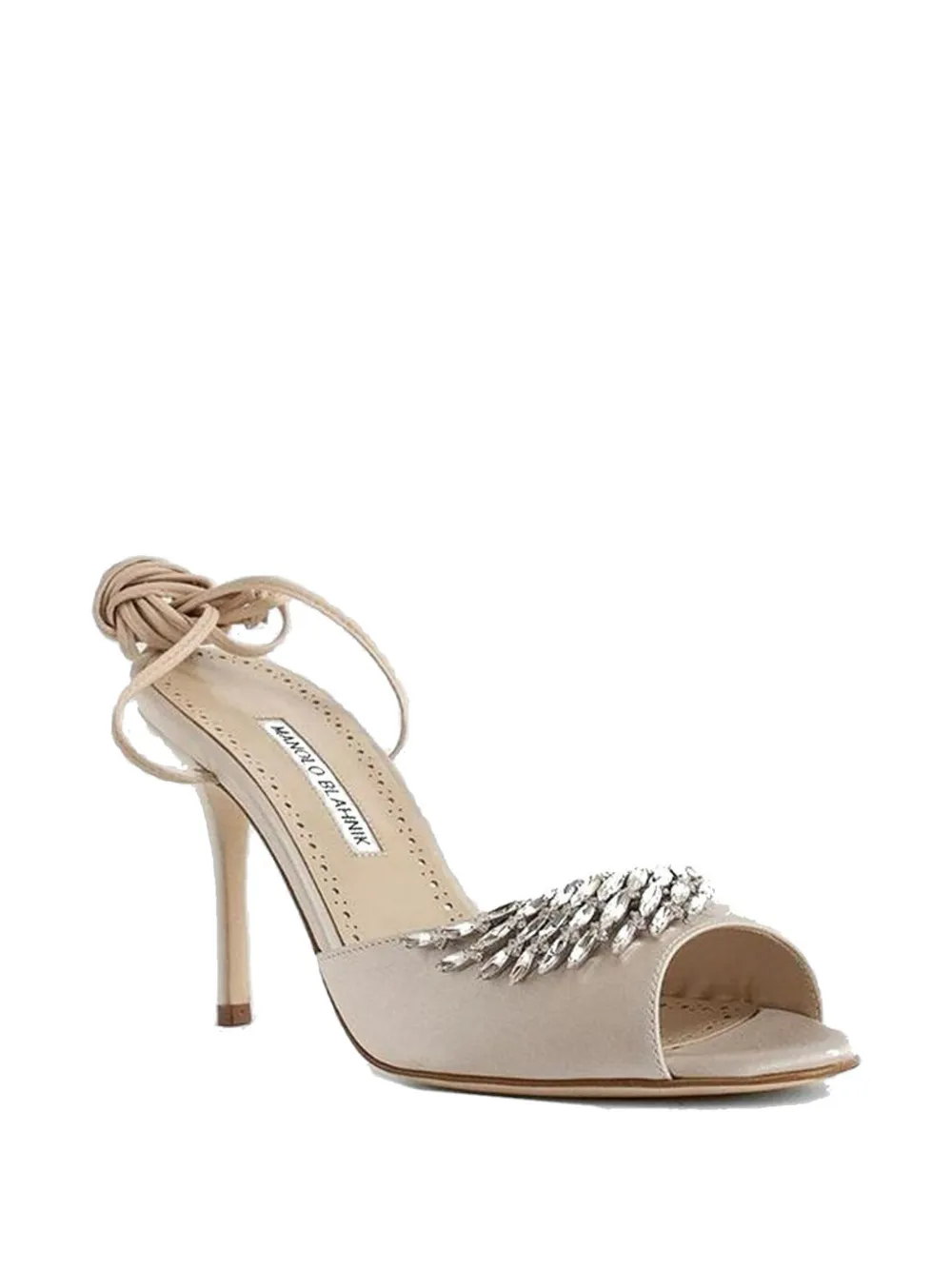 Manolo Blahnik Sandalen verfraaid met kristallen Beige