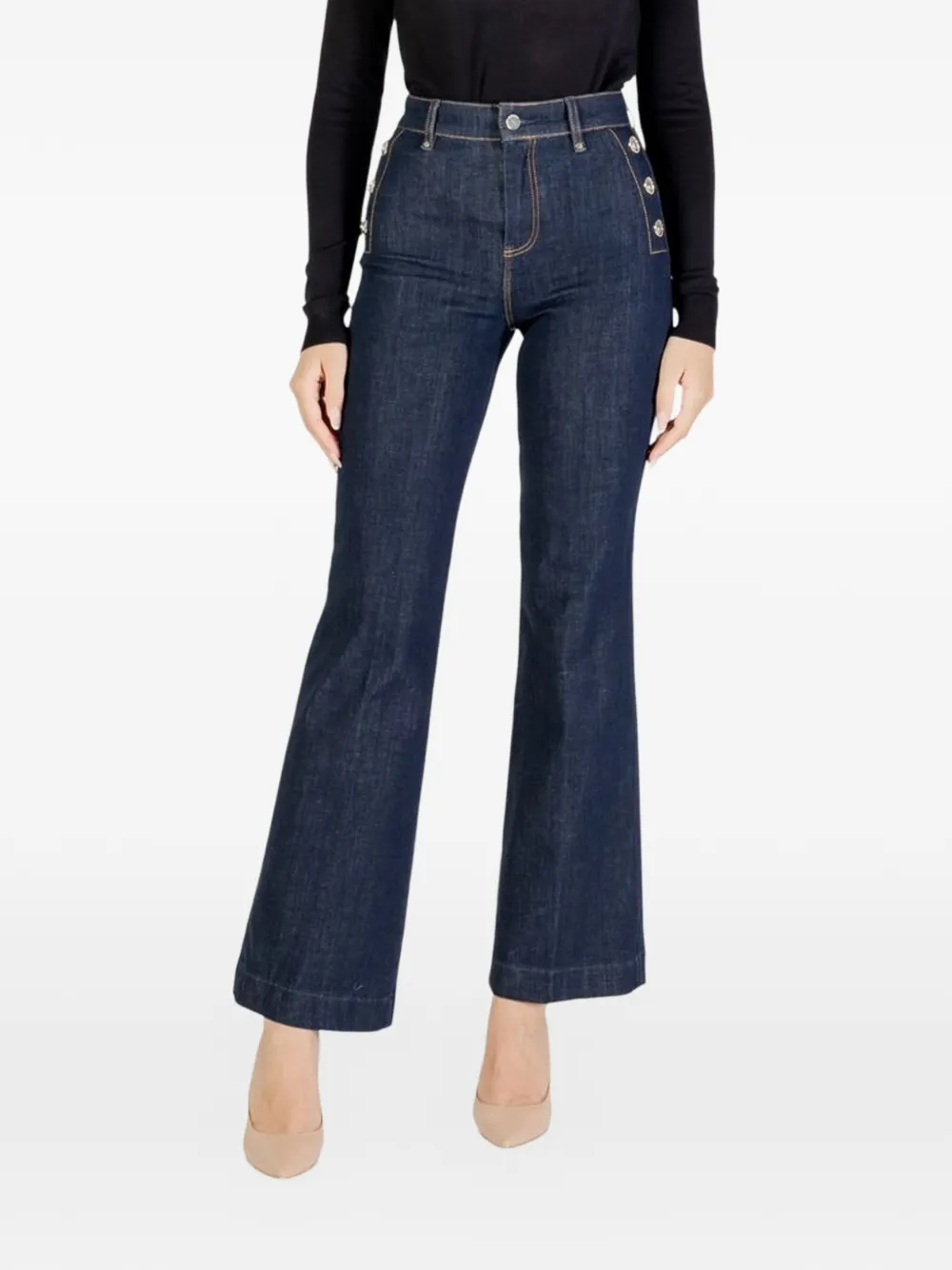 GUESS USA New Faye button-embellished jeans - Blu