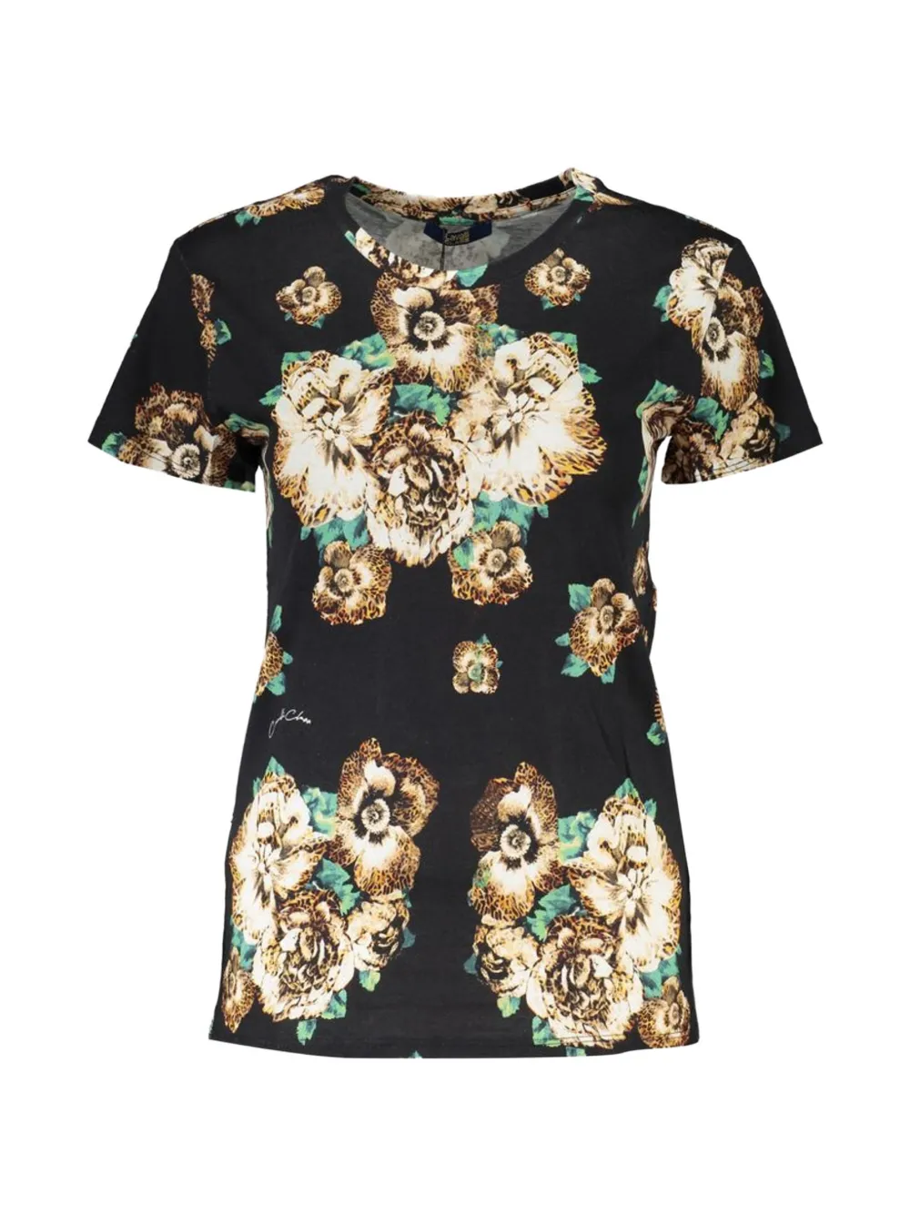Cavalli Class floral-print cotton T-shirt - Nero