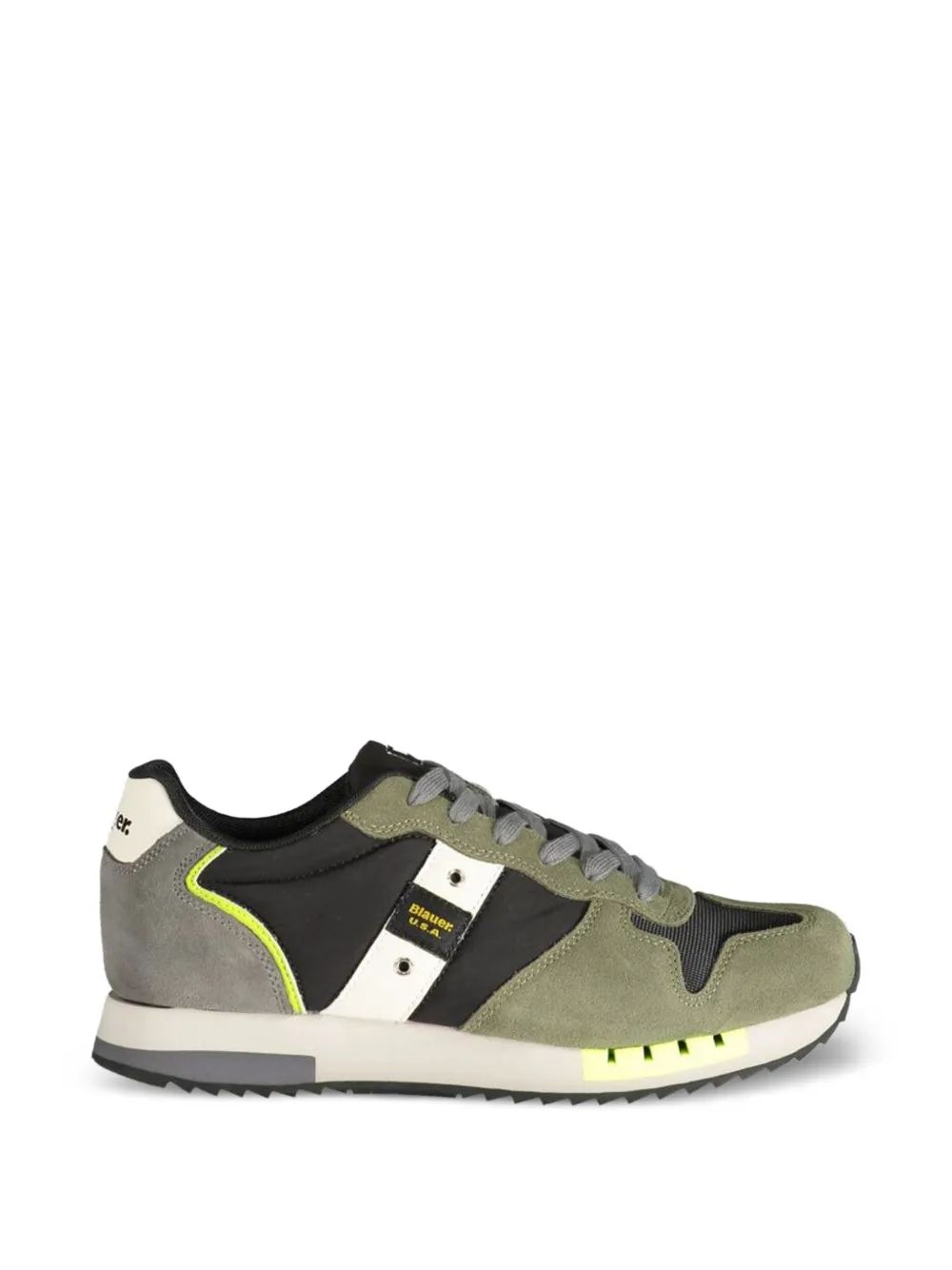 Blauer suede-panelled sneakers - Grün