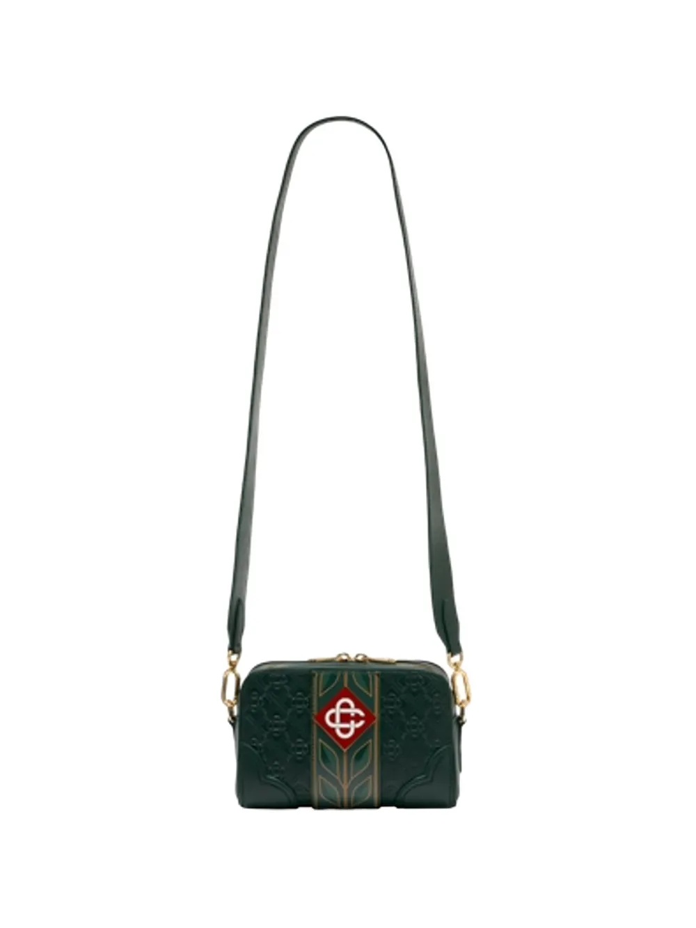 Casablanca monogram-embossed leather shoulder bag - Verde