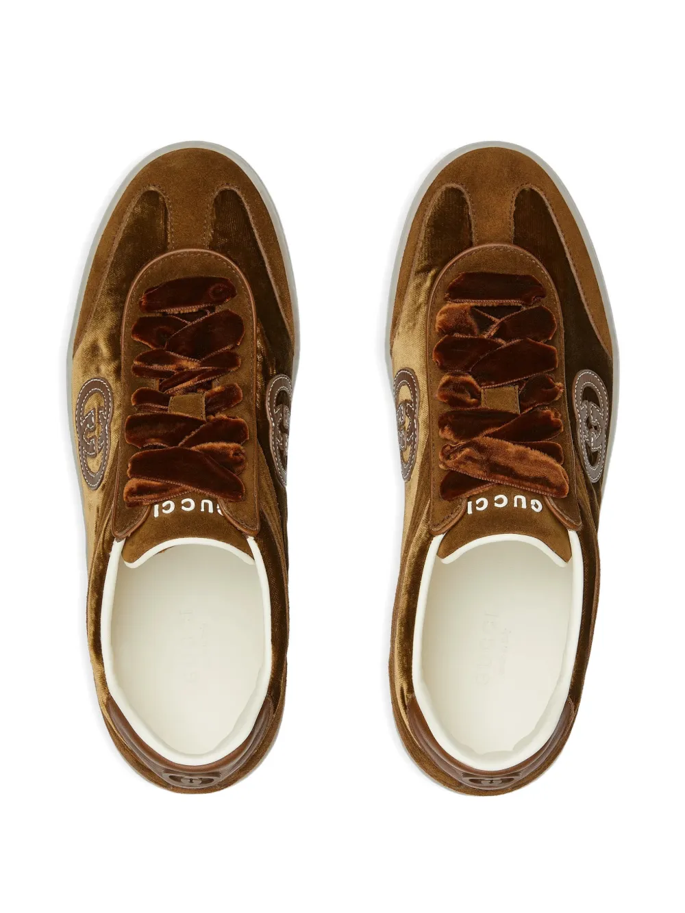 Gucci Interlocking G fluwelen sneakers Bruin