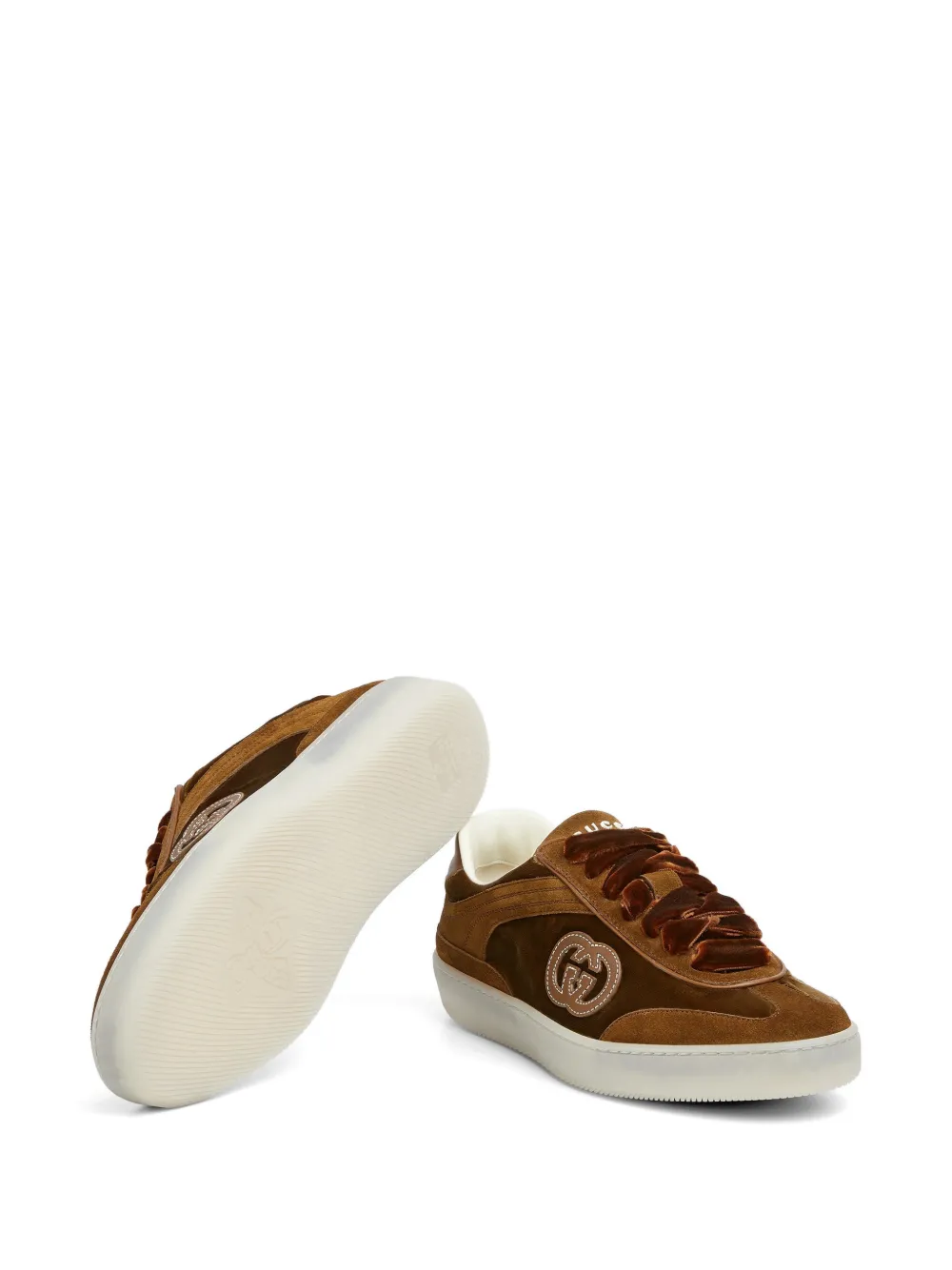 Gucci Interlocking G fluwelen sneakers Bruin
