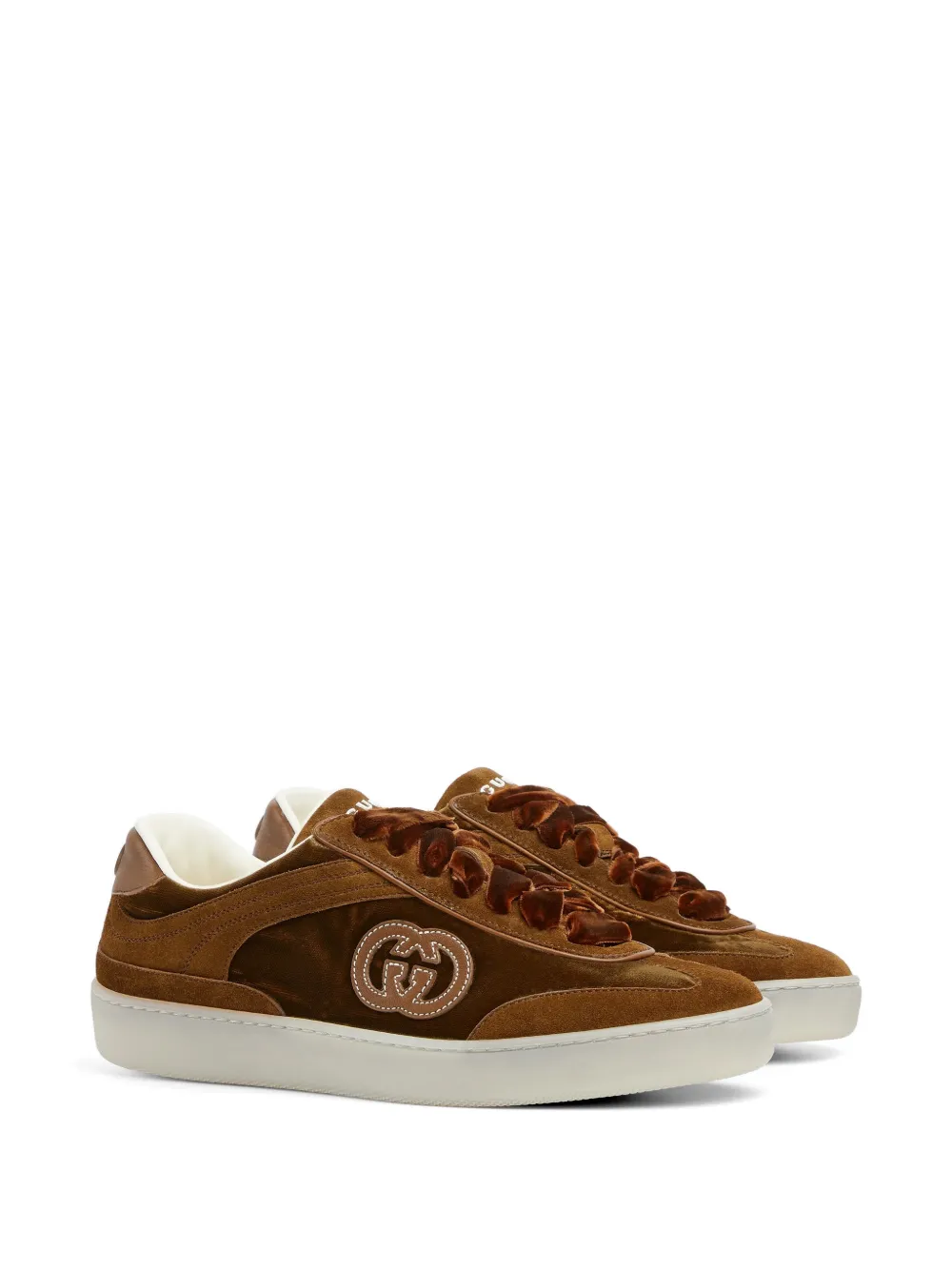 Gucci Interlocking G fluwelen sneakers Bruin