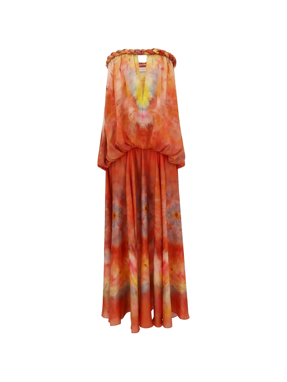 ZIMMERMANN Luna tie-dye braided-neck maxi dress - Arancione