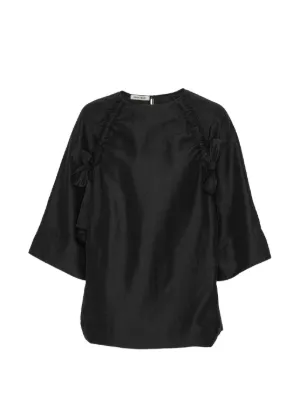 Amomento Knotted Collar Top | Black | FARFETCH IN