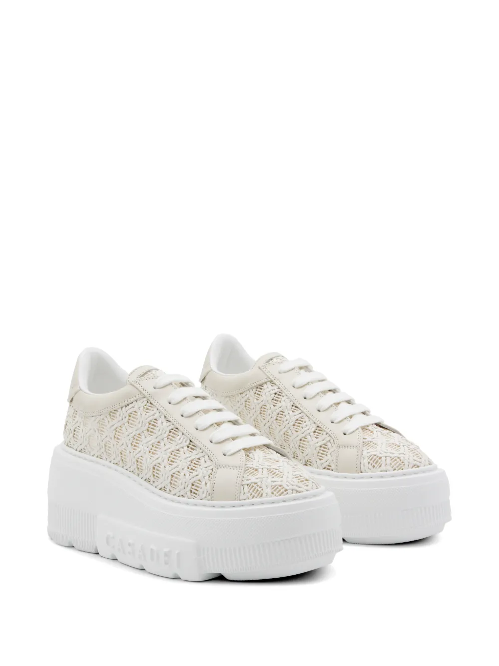 Casadei woven platform sneakers Beige