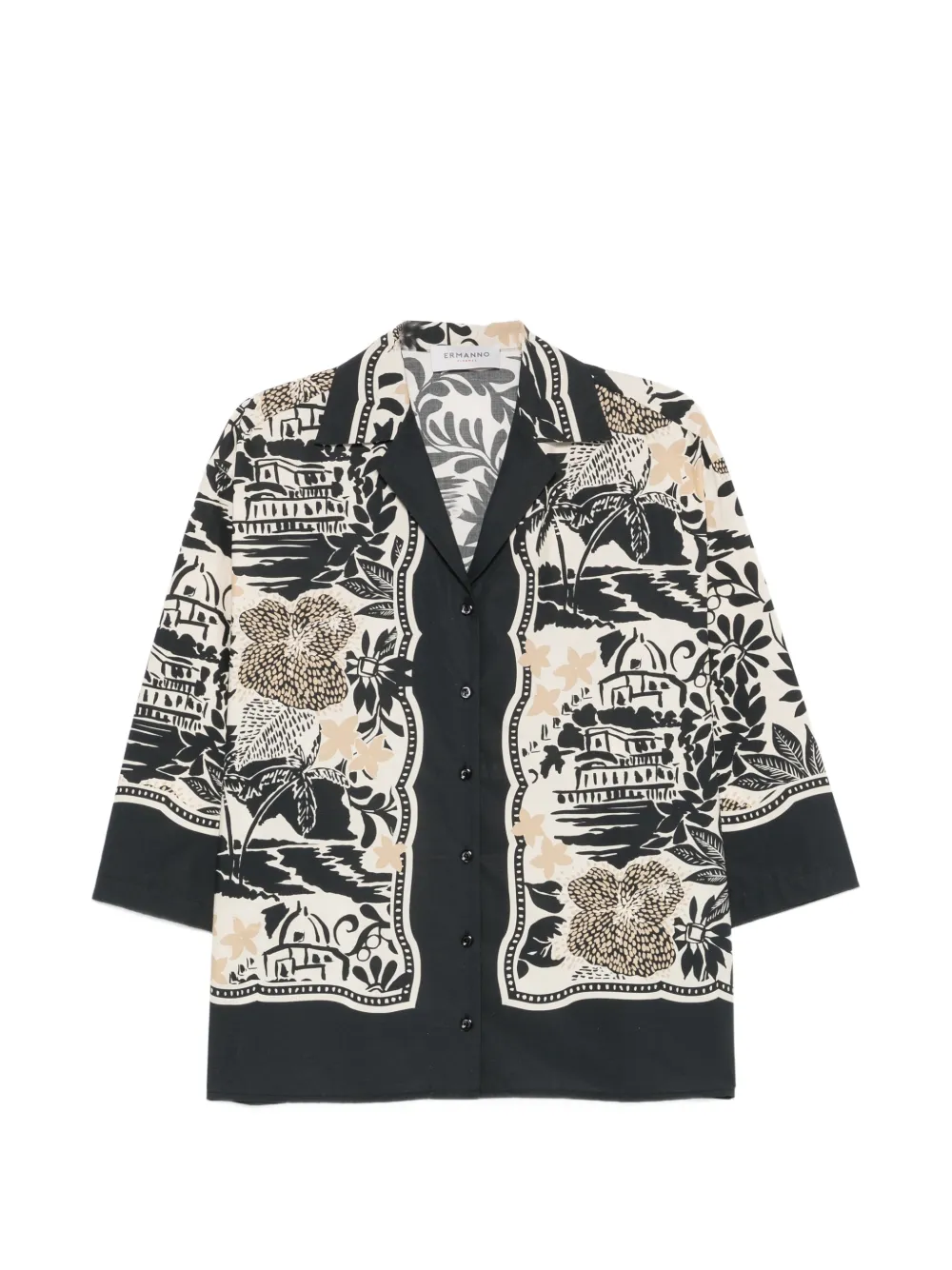 ERMANNO FIRENZE graphic-print notch-lapel shirt - Nero