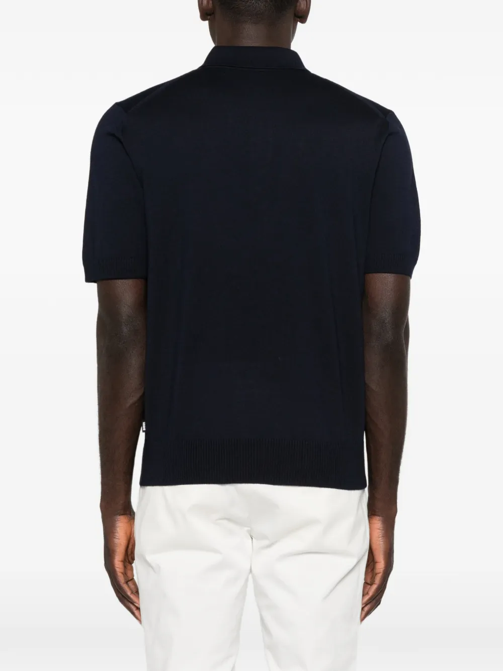 BOSS Gebreide polotop van scheerwol Blauw