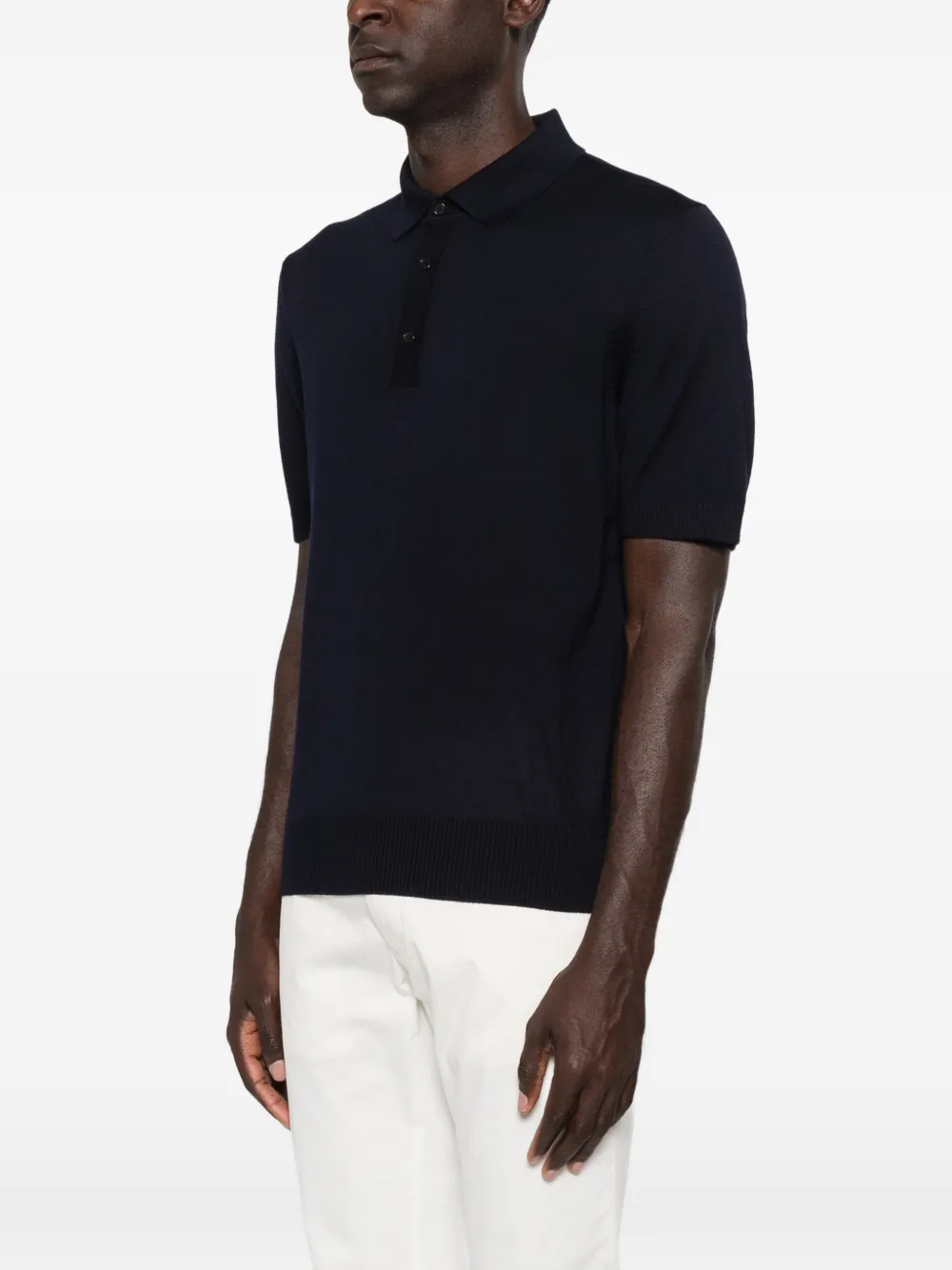 BOSS Gebreide polotop van scheerwol Blauw