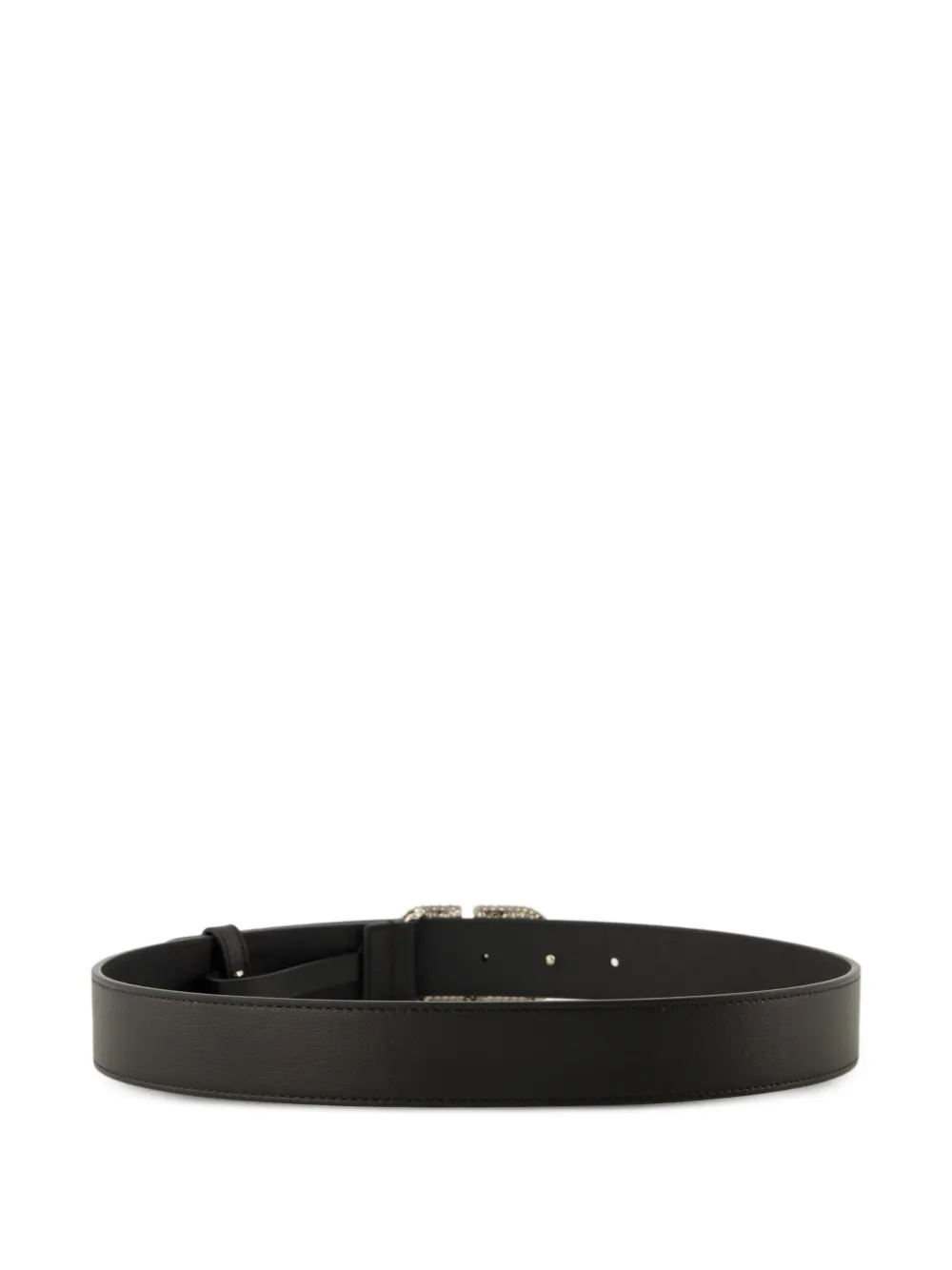 Valentino Garavani VLogo Signature riem van glimmend kalfsleer met kristallen Zwart