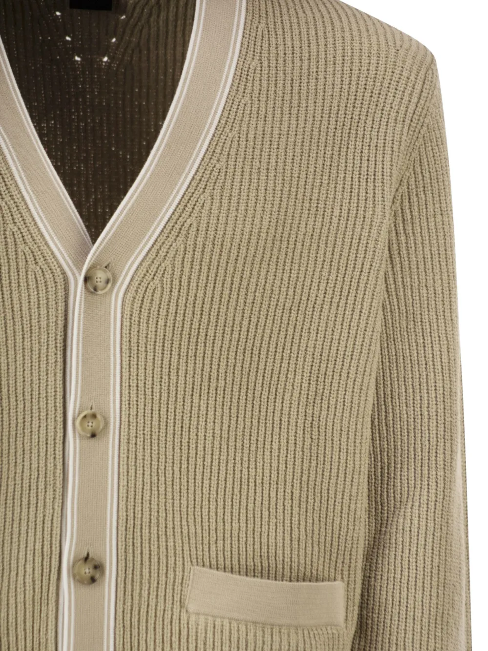 BOSS Ribgebreid vest Beige