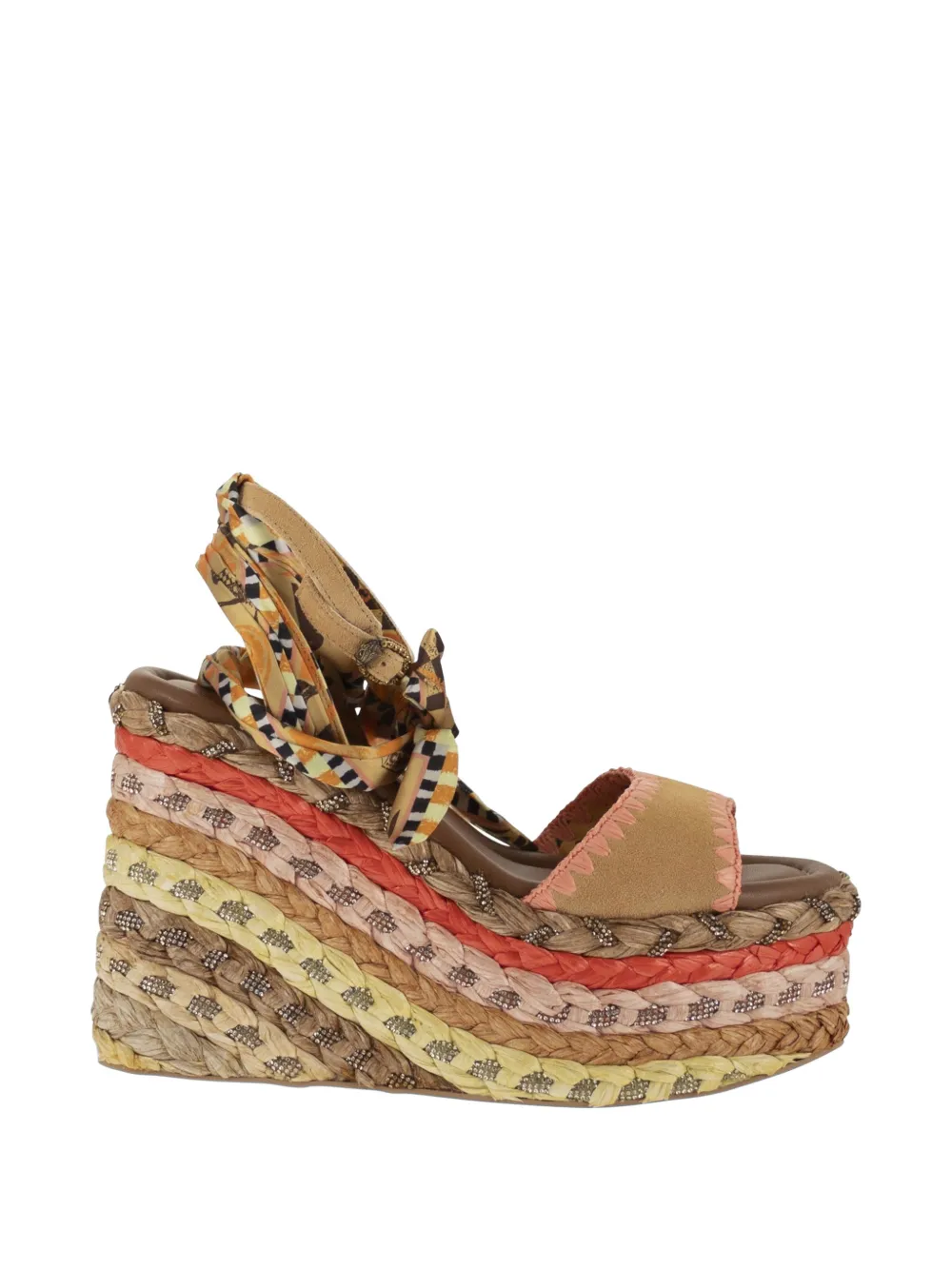 Kurt Geiger Chelsea scarf wedge heel sandals - Toni neutri