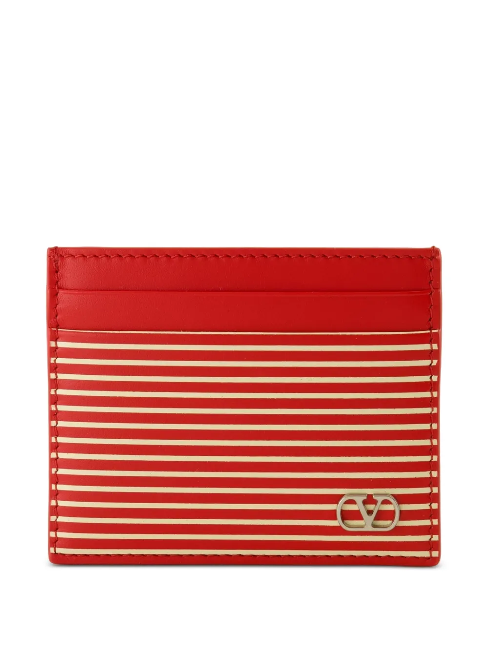 Valentino Garavani VLogo Signature striped cardholder - Rosso